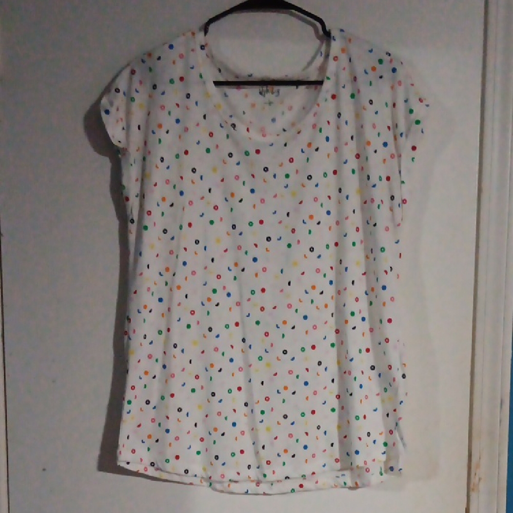 Style & Co White Red Polka Dot Cap Sleeve Tee